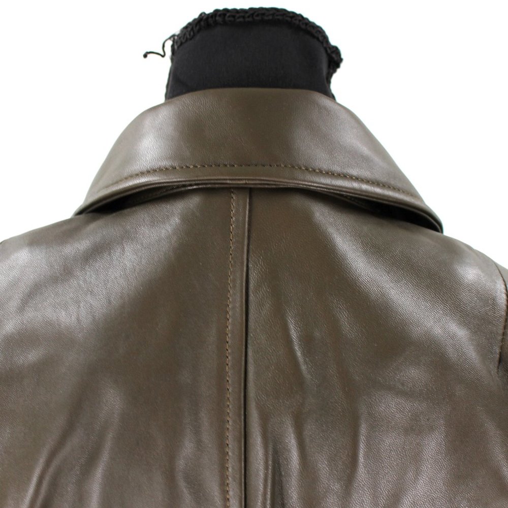 Anine Bing Monroe Buttery Soft Leather Belted Jacket Coat Dark Green X-Small NEW - Picture 9 of 11